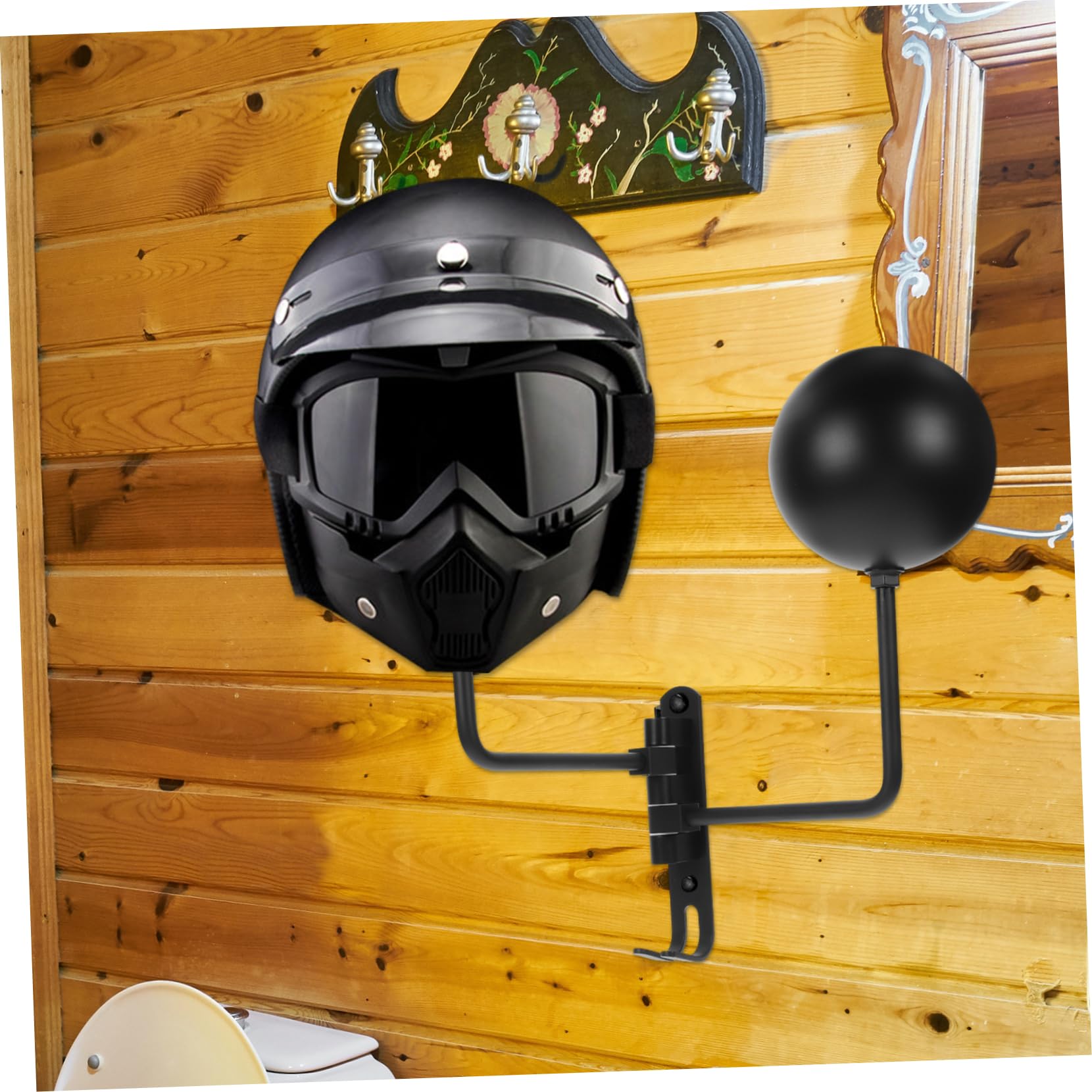 MAGICLULU Soporte de Pared para Colgar Cascos de Acero Inoxidable Negro | 1 Juego, Montaje en Pared, para Garaje de Bici y Espacios de Almacenamiento, Incluye Soporte Doble