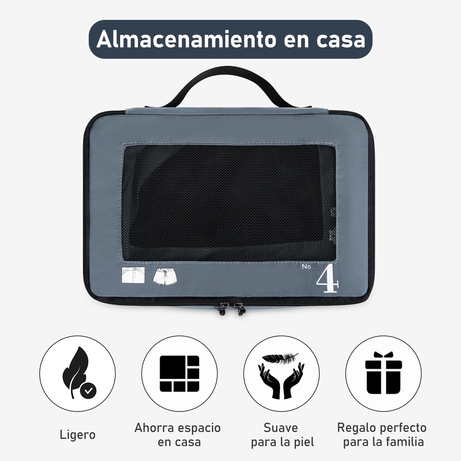ECOHUB Organizador Maleta de 7 Piezas Packing Cubes de Resistente al Desgarro Organizador Mochila Ecológico Organizador de Viaje Organizador de Equipaje Cubos de Embalaje para Ropa, Zapatos (Gris)
