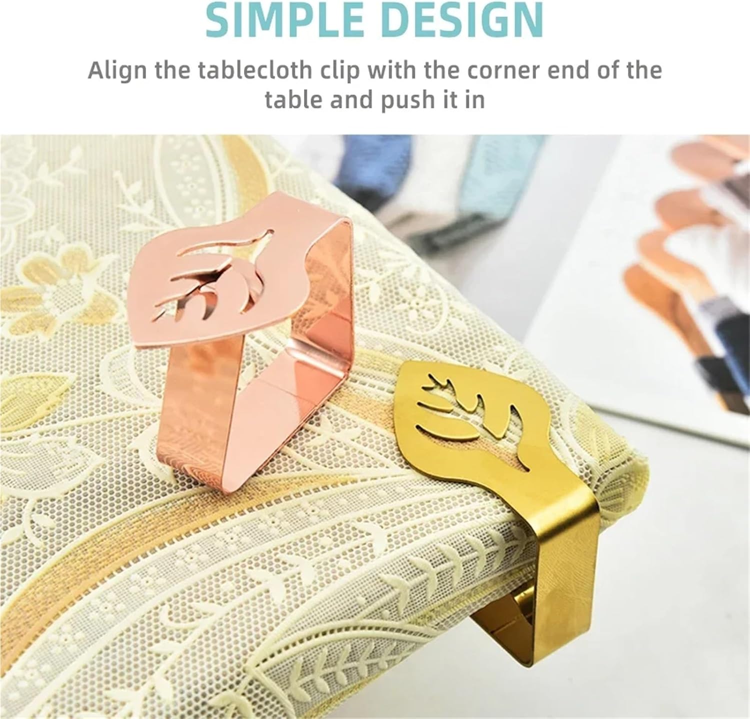 Tablecloth Clips 30 PCS Stainless Steel Tablecloth Clips Decorative Leaf Clamp Holder Table Cover Clamps(Gold)