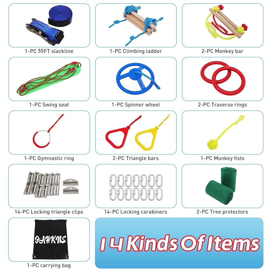 Amazon.com: Ninja Warrior Obstacle Course for Kids, 55 FT