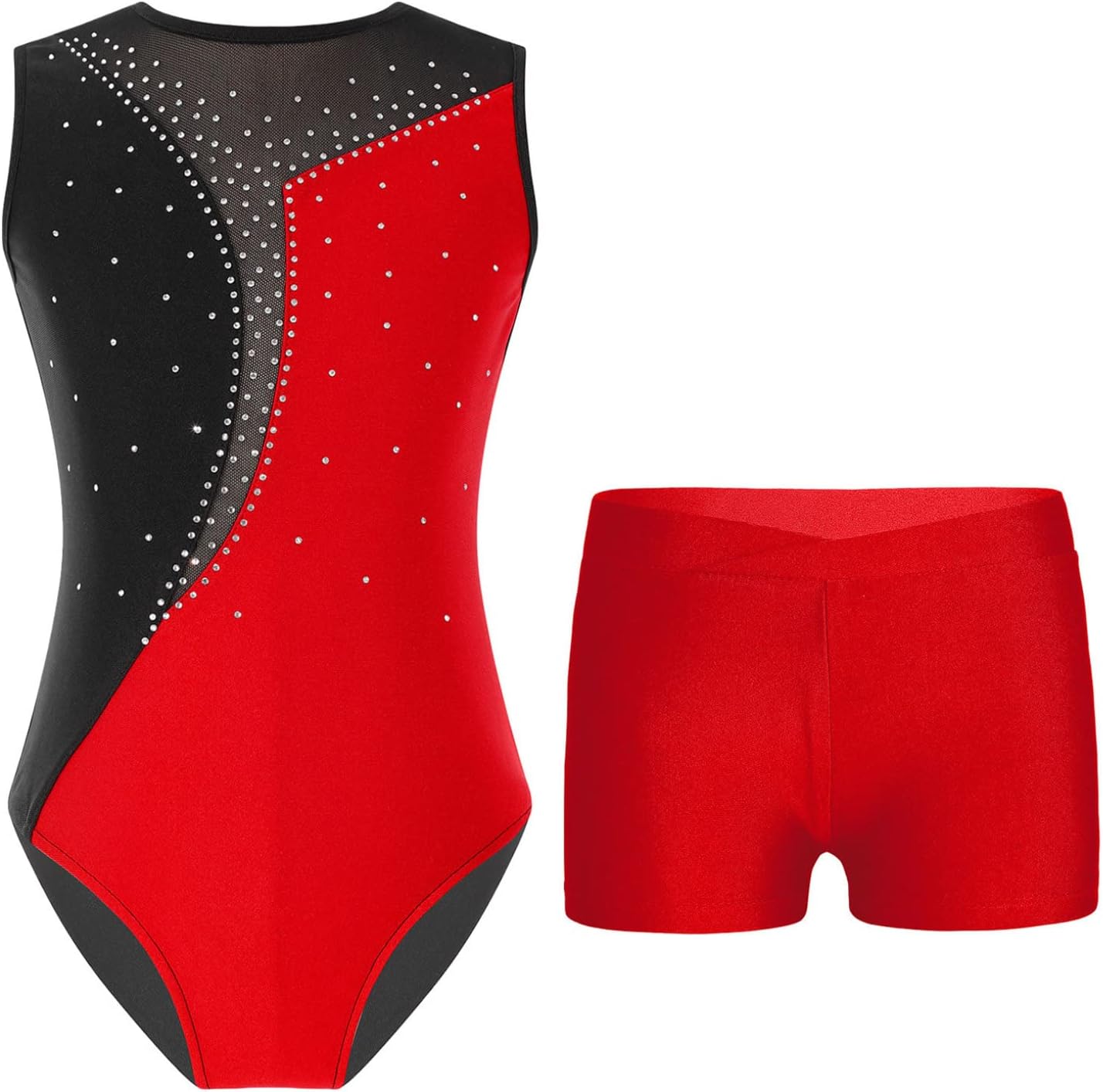 Kaerm - Justaucorps De Danse Sans Manches Avec Short Intégré (bodysuit) Pailleté Pour Fille 5-14 Ans - Danse, Patinage, Gym Justaucorps Grs