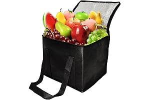 Insulated Grocery Bags with Zippered Top for Food Delivery and Grocery Shopping (Medium Size 17L)