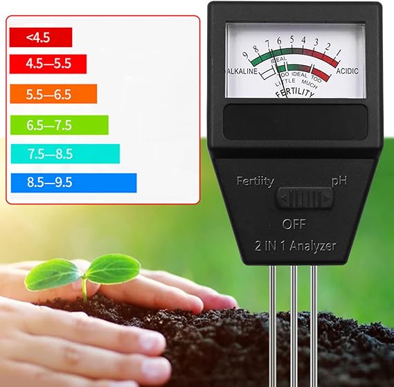 2 in 1 Soil Tester Soil Meter PH Fertility Meter for Potting Soil Garden Lawn