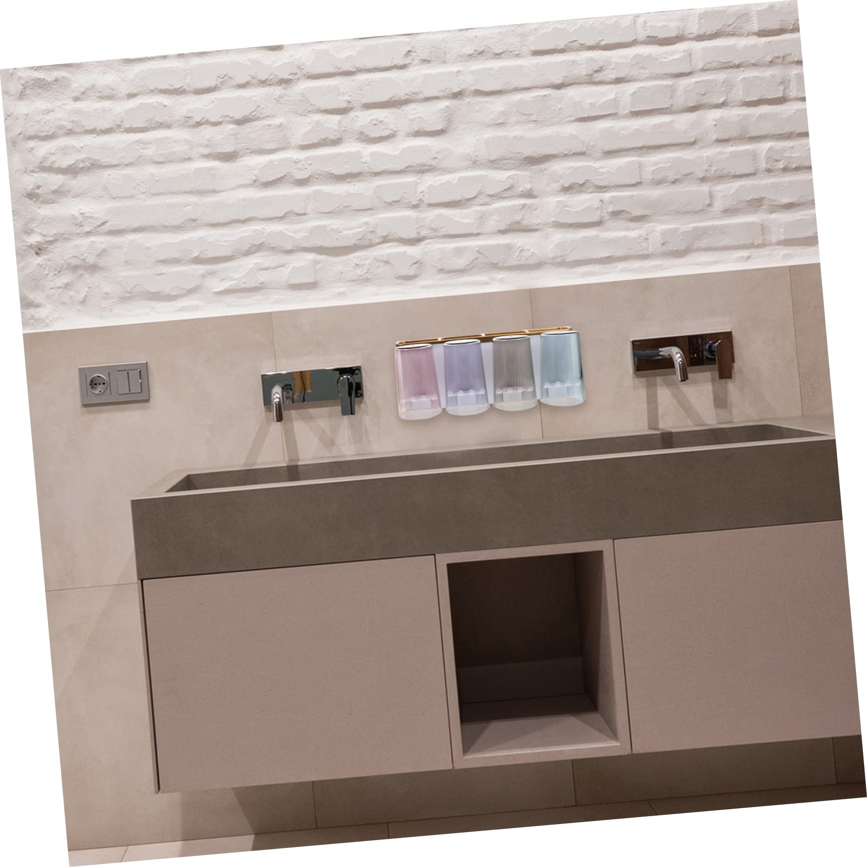 ABOOFAN Porta Spazzolini da Parete Multifunzione in Abs, Installazione senza Fori, Antiruggine, per Bagno e Dormitorio, Bianco, 4 Posti