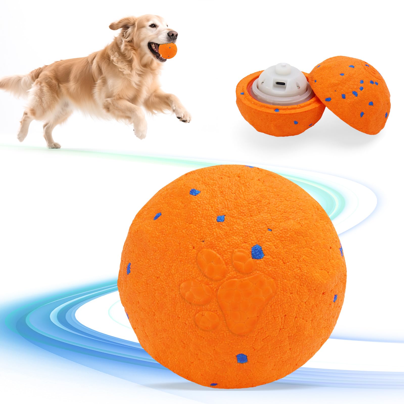Automatic Interactive Dog Toy Ball - Self Rolling Bouncing Vibrating Puppy Toy for Small Medium Dogs Chew-Proof Waterproof