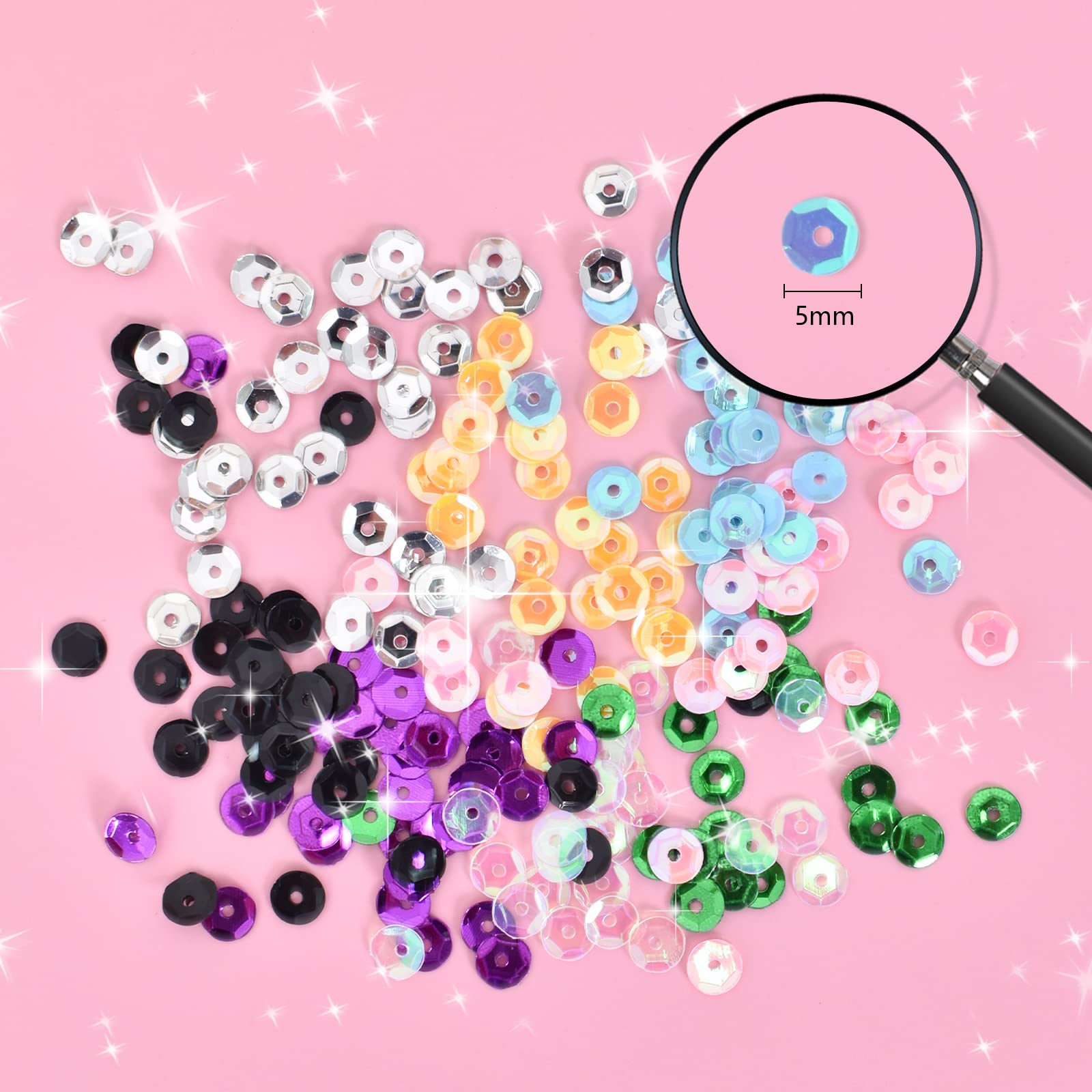 Paillettes 24 Colori 5mm Rotonde - Scatola Con Scomparti Per Decorazioni Fai Da Te