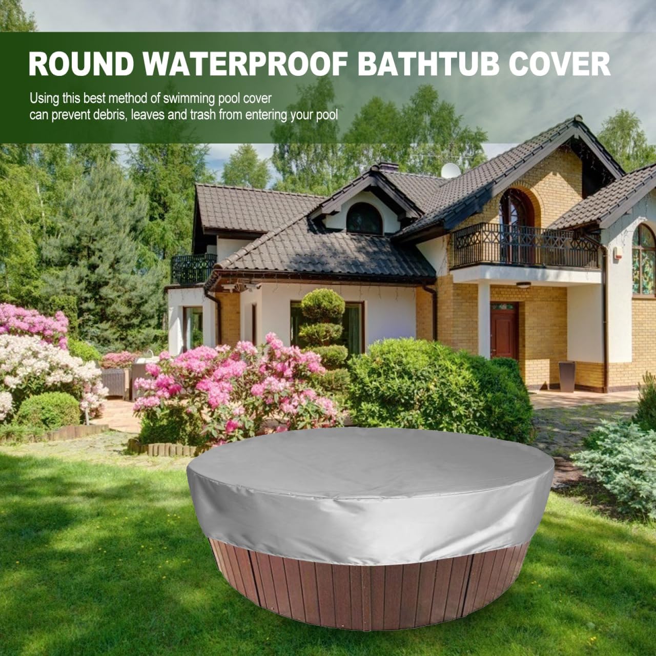 Round Hot Tub Cover 6ft Round Pool Cover Inflatable Hot Tub Covers Replacement Solar Spa Cover Protector, Reduce Water Evaporation, Grey, 74.80 X 11.81 Inches