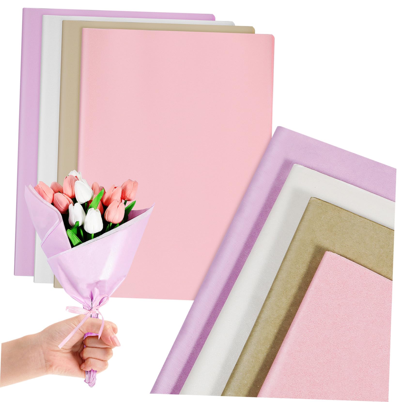 Beatifufu 80 Hojas Papel de Regalo para Flores y Manualidades Colores Pastel Surtido para Cumpleaños Bodas y Fiestas Envoltorio Decorativo