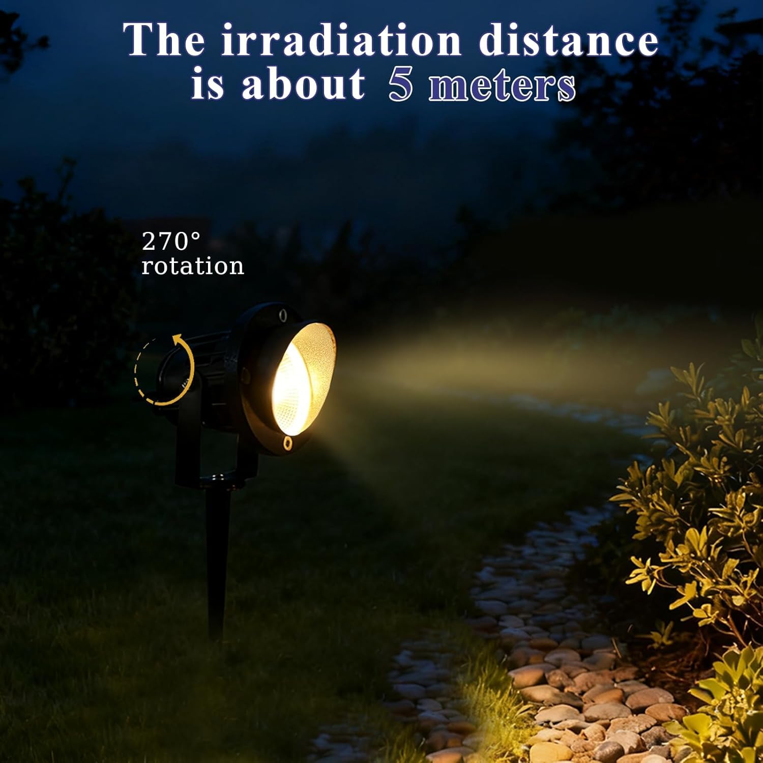 4 Stück Gartenbeleuchtung LED mit Strom Warmweiß 10W LED Gartenstrahler mit Erdspieß IP65 Wasserdicht Gartenleuchte für Außen Garten Wegen Rasen Hof (1,5 m Kabel mit Stecker)