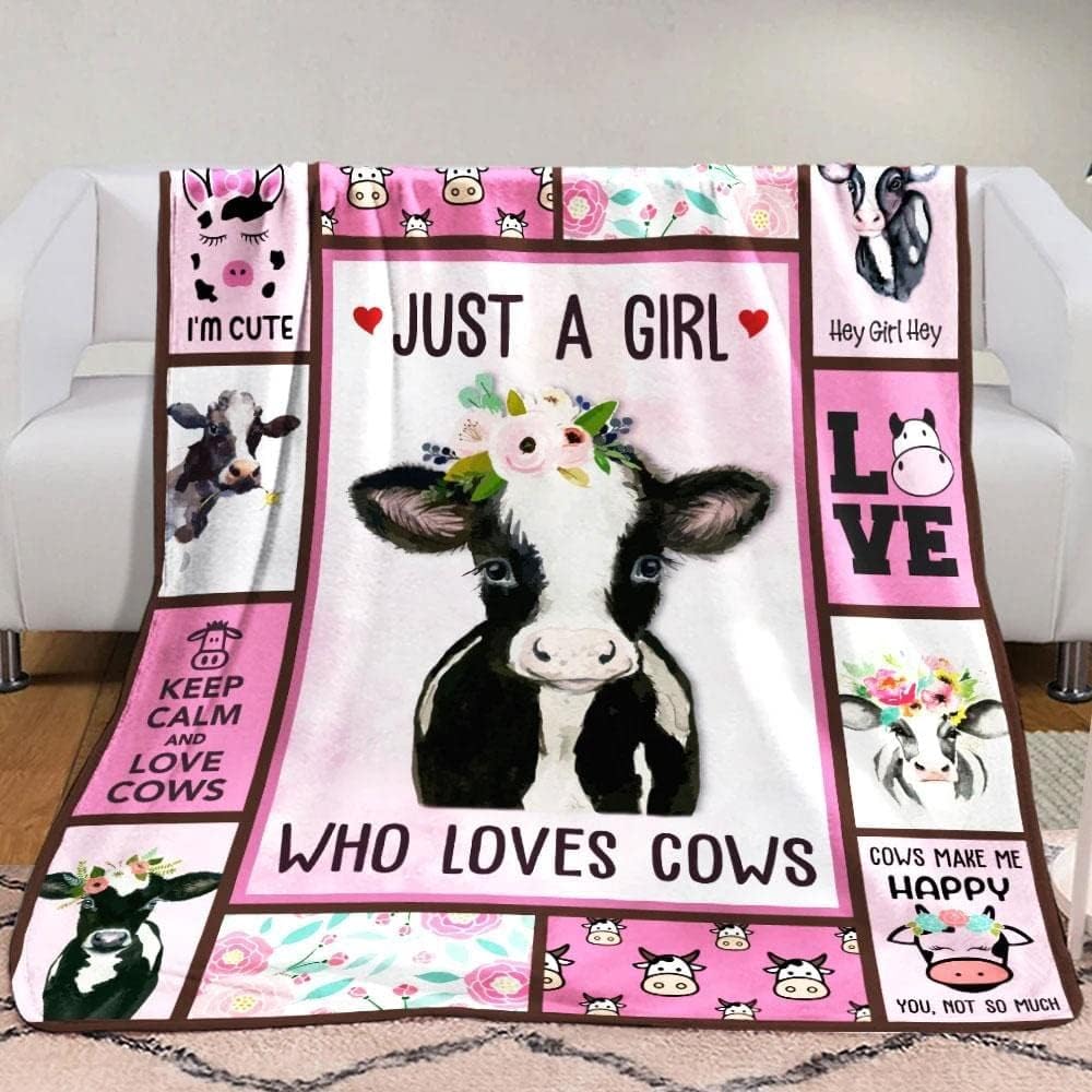 Just A Girl Who Loves Cows, Cow Print Blanket Fleece