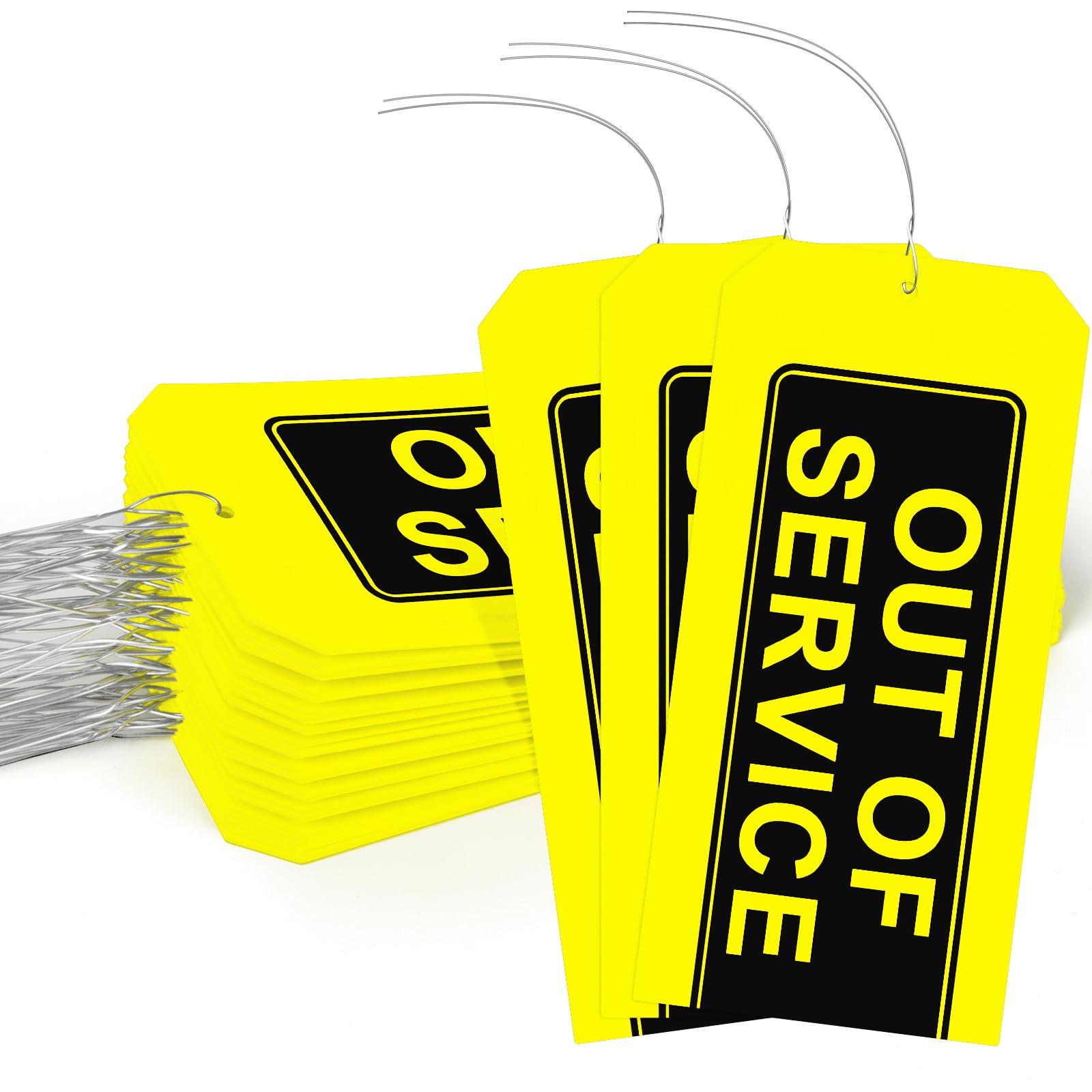 Out of Service Tags - Pack of 50 with Wires Attached