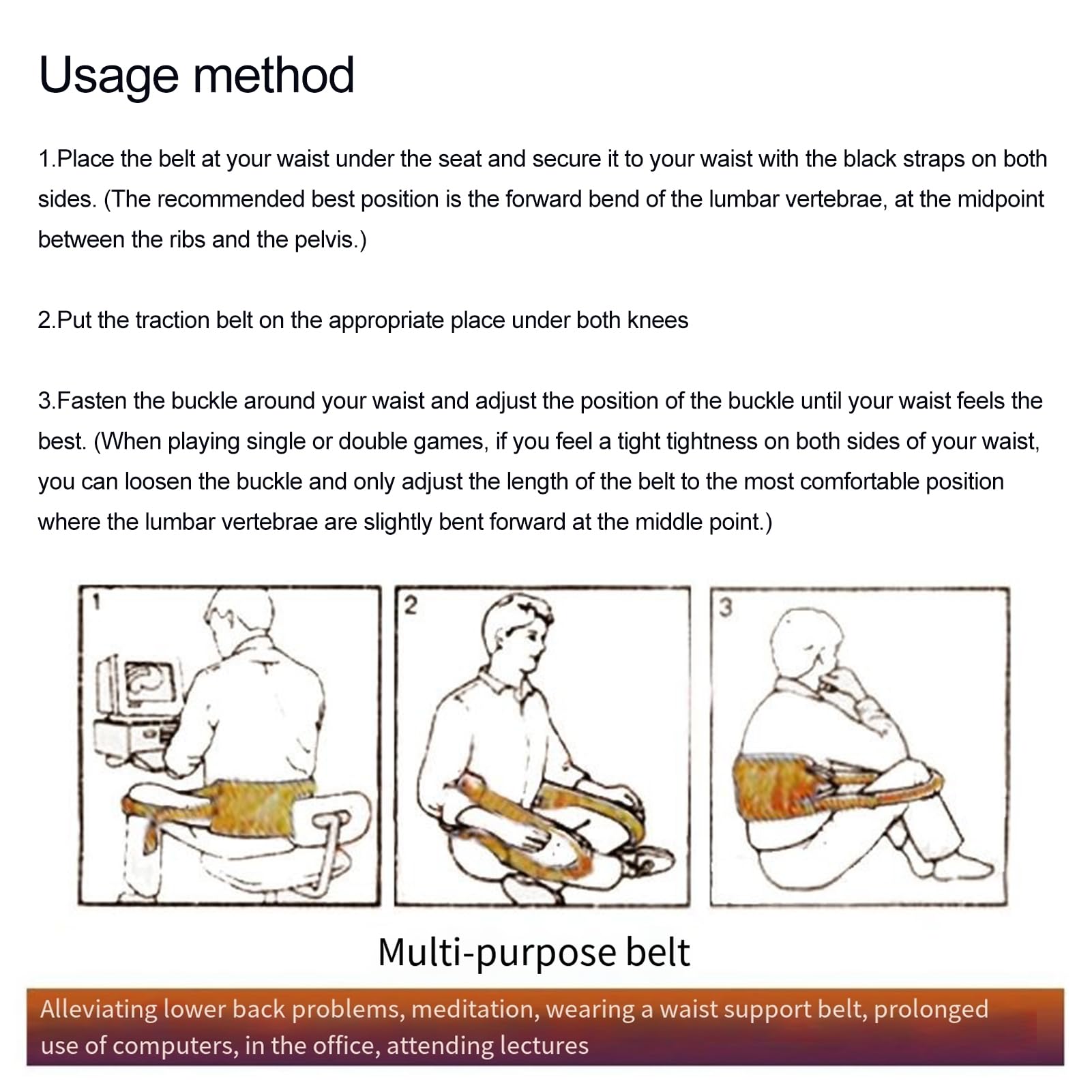 Corrector de postura sentado, ajustable, para hombres y mujeres, yoga, meditación, sentado, postura, cinturón alisador de espalda, escoliosis