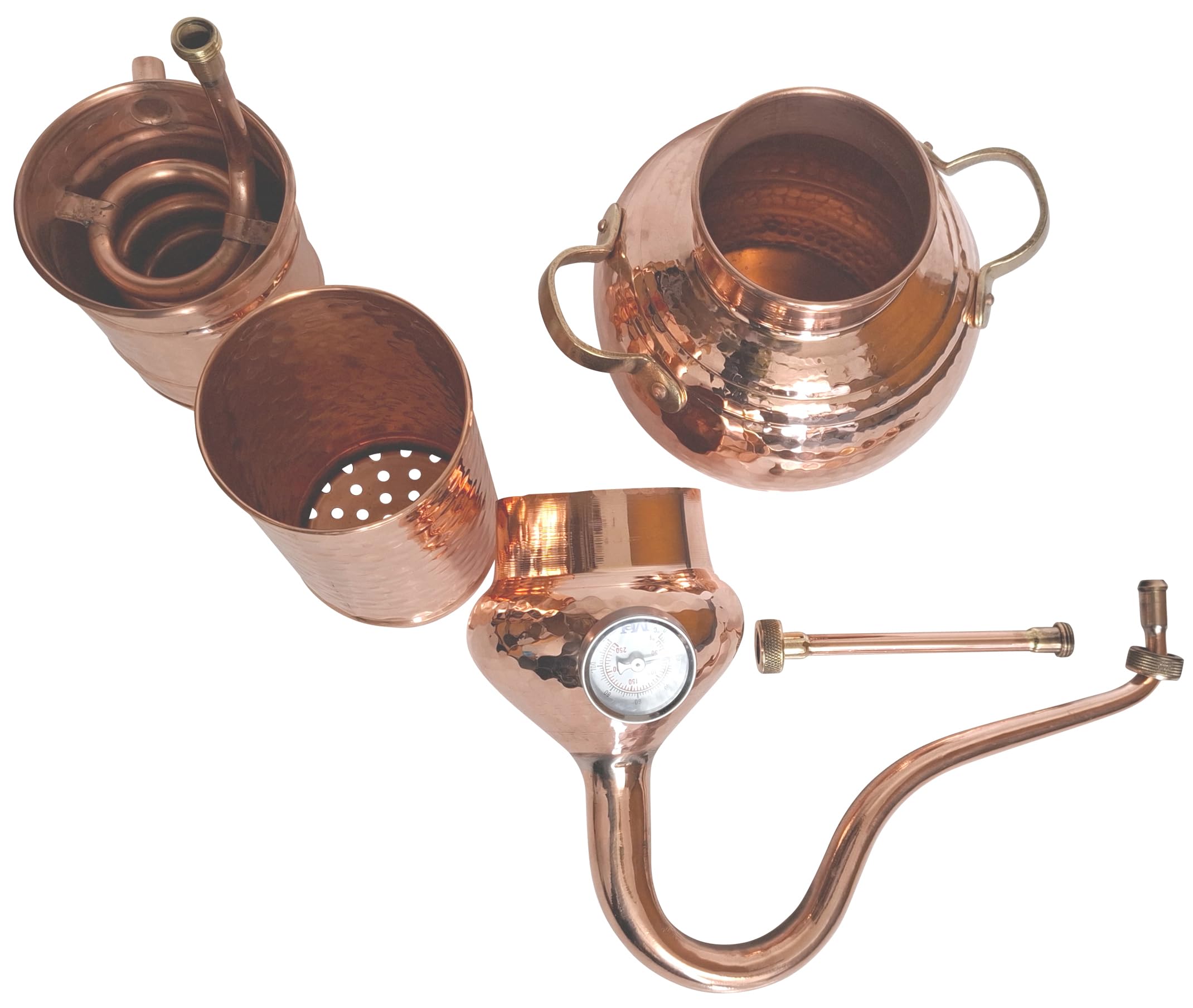 Kolonnenbrennerei aus Kupfer 2L mit Thermometer | Classic Edition | Destillieranlage für Hydrolate, Pflanzenwasser, destilliertes Wasser
