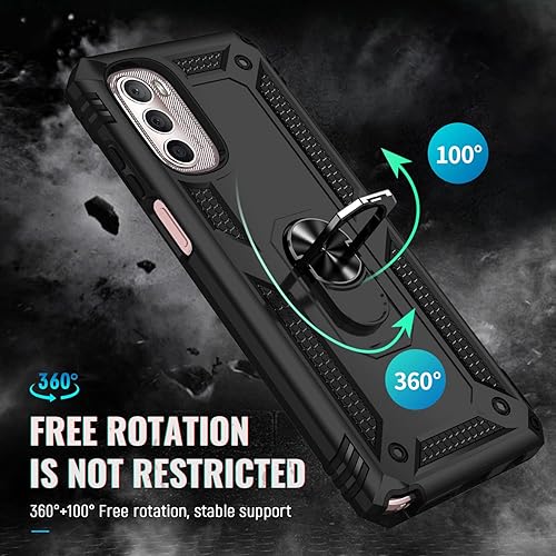 Miniatura 5 de Funda de grado militar para Moto G Stylus 5G 2022, anillo giratorio de metal de 360 grados, soporte de soporte, armadura resistente a prueba de