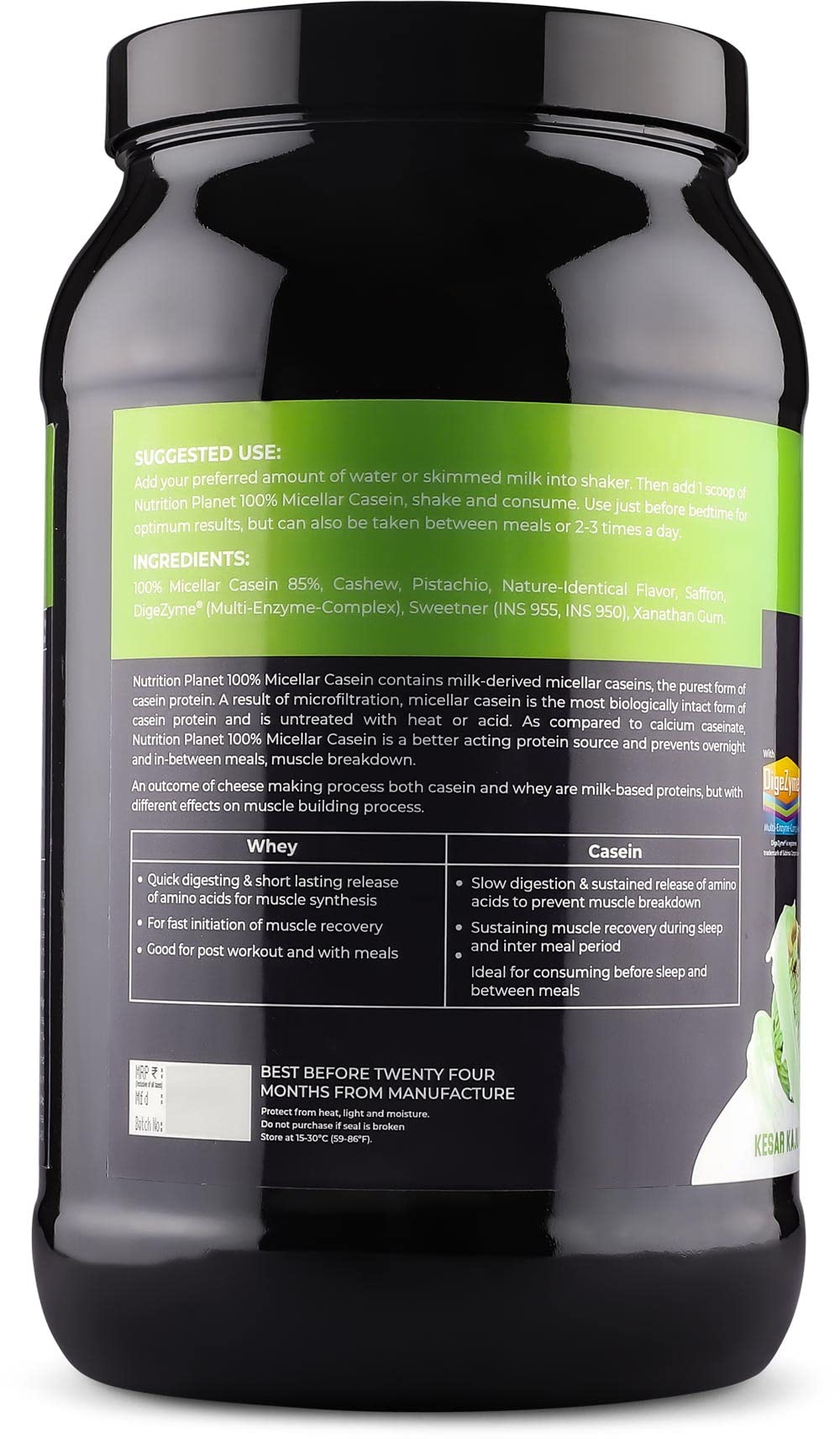Nutrition Planet 100% Micellar Casein (With real Cashew, Pistachio & Saffron) for Pre/Post Workout Recovery (Kesar Kaju Pista - 2lb, 30 Servings) 1