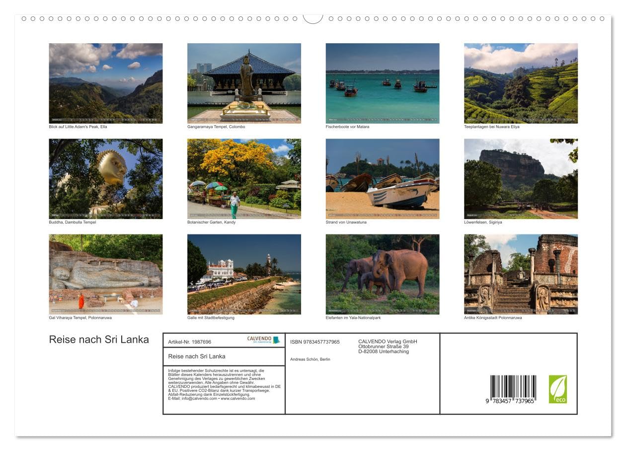 Reise nach Sri Lanka (hochwertiger Premium Wandkalender 2026 DIN A2 quer), Kunstdruck in Hochglanz: Traumhafte Insel im Indischen Ozean (CALVENDO Orte)