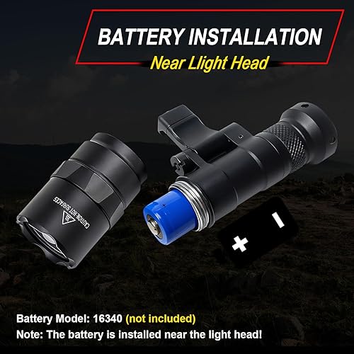 Miniatura 3 de Linterna táctica para montaje en riel Picatinny/Mlok, luces LED de 500 lúmenes para armas para rifles, linterna de rifle con interruptor de presión