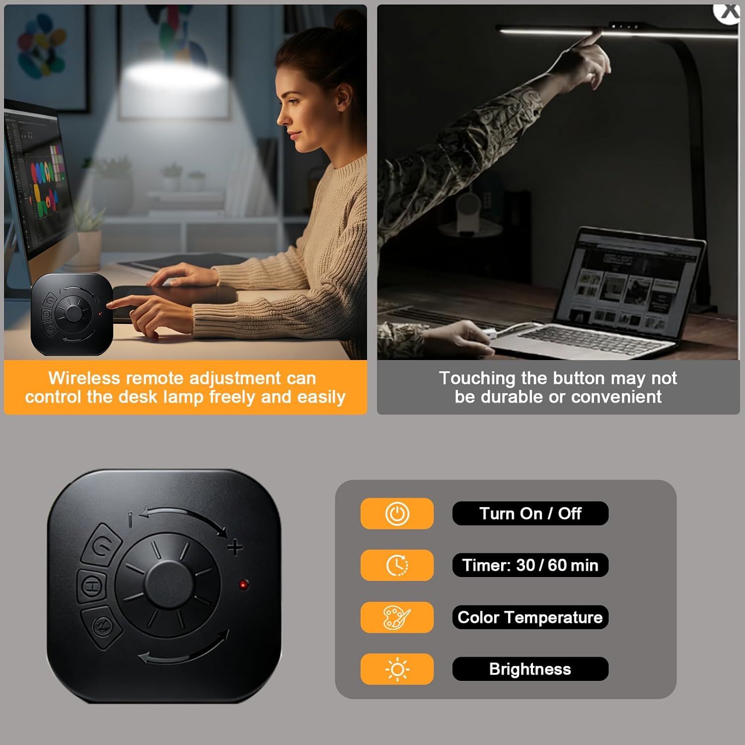 NS Pro LED Desk Lamp with Remote, Eye-Caring CRI95+ Dimmable Light, 3000K–6000K Adjustable Color Temperature, Flexible Clamp or Base Mount, Memory Function Desk Lamp for Office, Study & Zoom Meetings