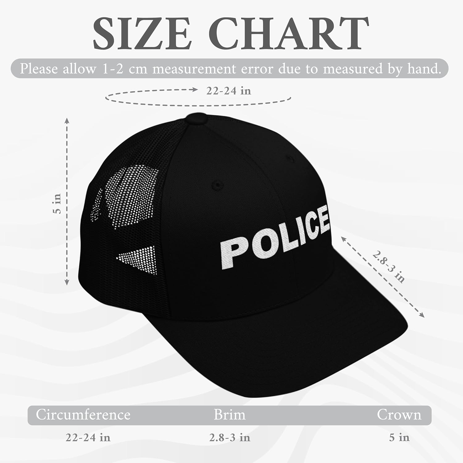 Veracco Funny Police Hat for Men Women Classic Cop Costume Accessory for Halloween or Theme Parties Black - Image 6
