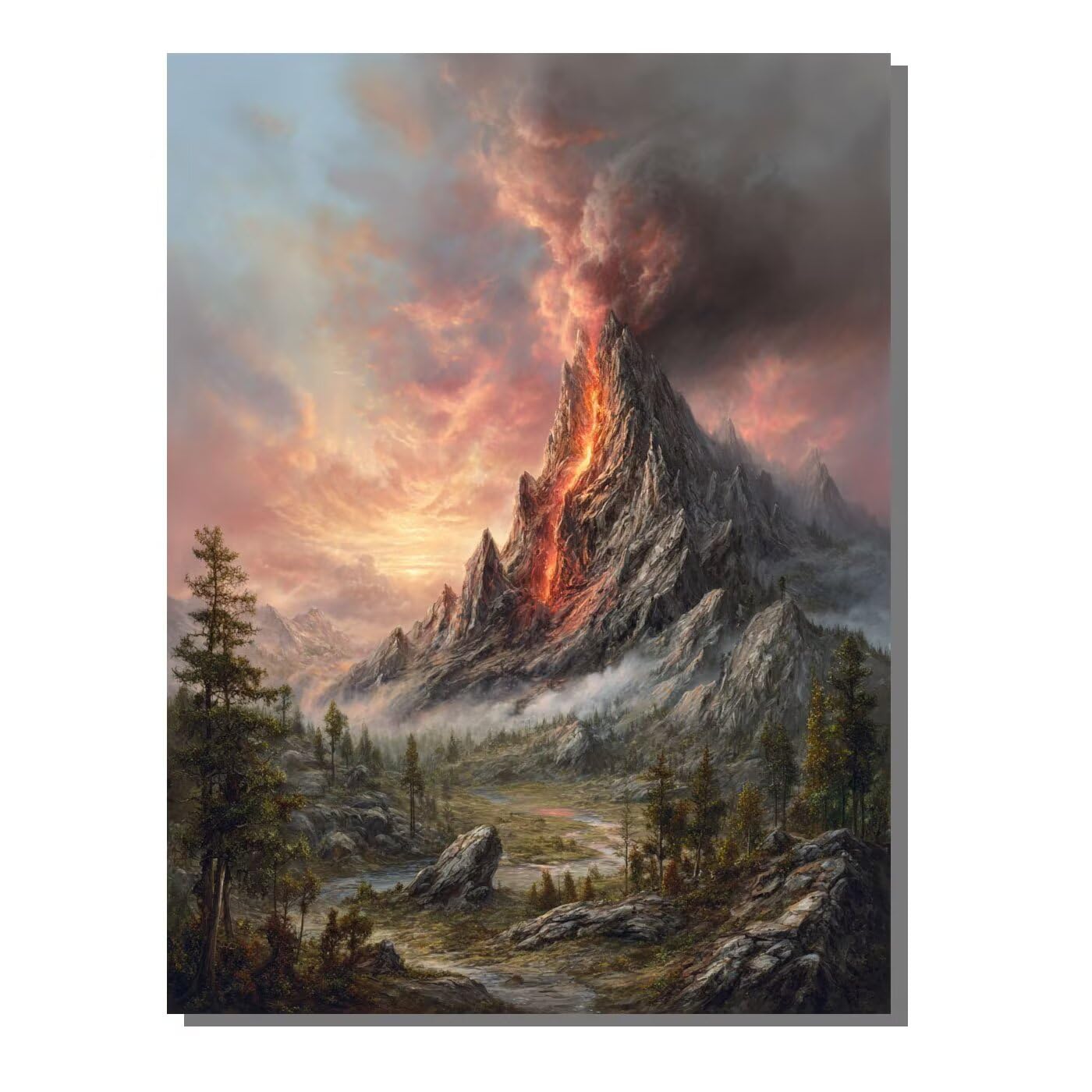 Landschaft Berg Malen Nach Zahlen Erwachsene, Paint by Numbers Adult Anfänger Set, Heimwerk Malen Nach Zahlen Kinder Mit Rahmen, 3 Pinsel und 36 Acrylfarbe Als für Deko Wohnzimmer 60 x 80 cm BJHDK925