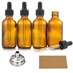 4 Pack 2 oz Bottles with Dropper 1 Funnel 4 Labels - Essential Oils Bottles for Health Personal