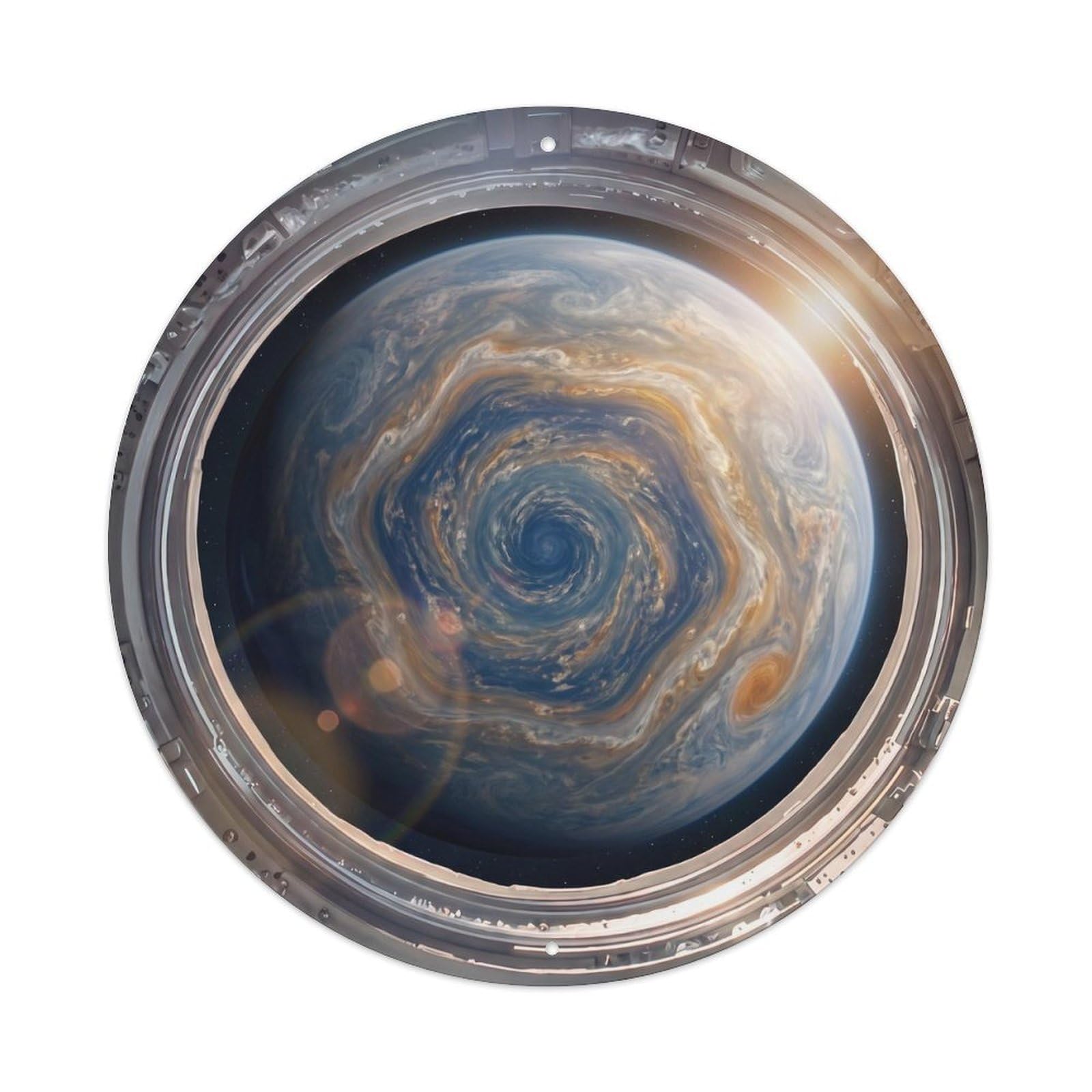 Metal Tin Sign Polar Region Gas Giant from Space Station