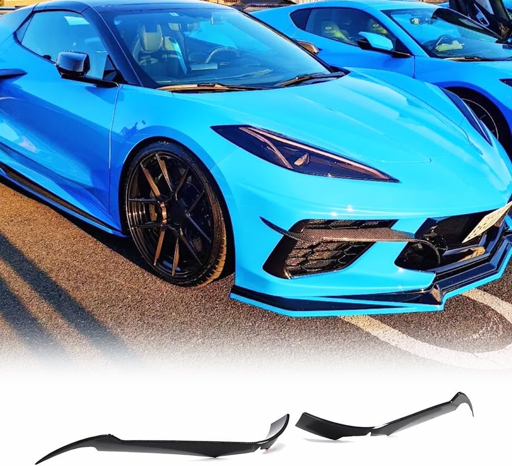 Real Carbon Fiber Front Canard Splitters for Chevrolet Corvette C8 2020-2023 Front Bumper Fins Factory Outlet (A style)