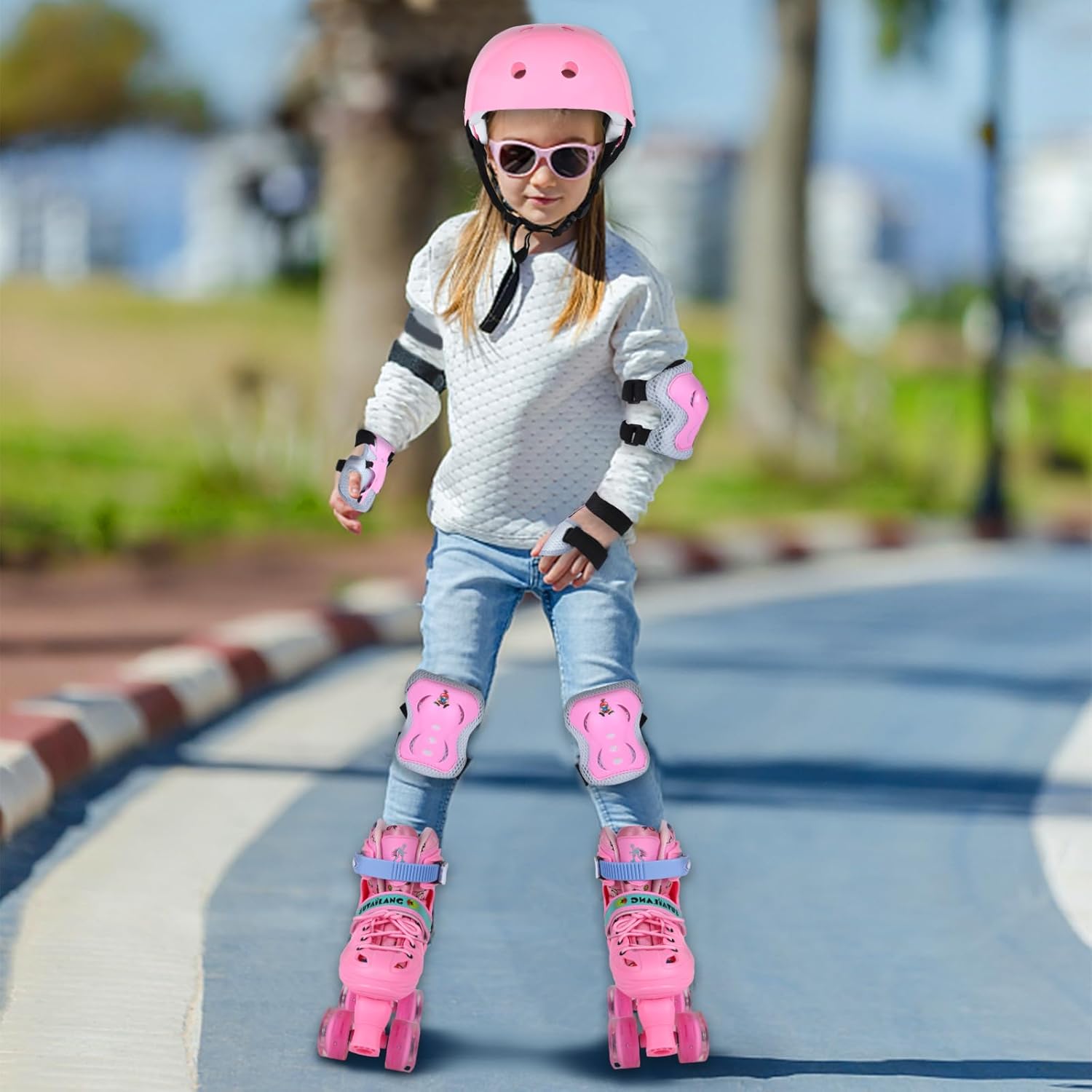 Roller Skates, Adjustable Roller Skates with Light up Wheels for Girls Boys Teens, Beginner & Advance | with Protective Gears and Carry Bag