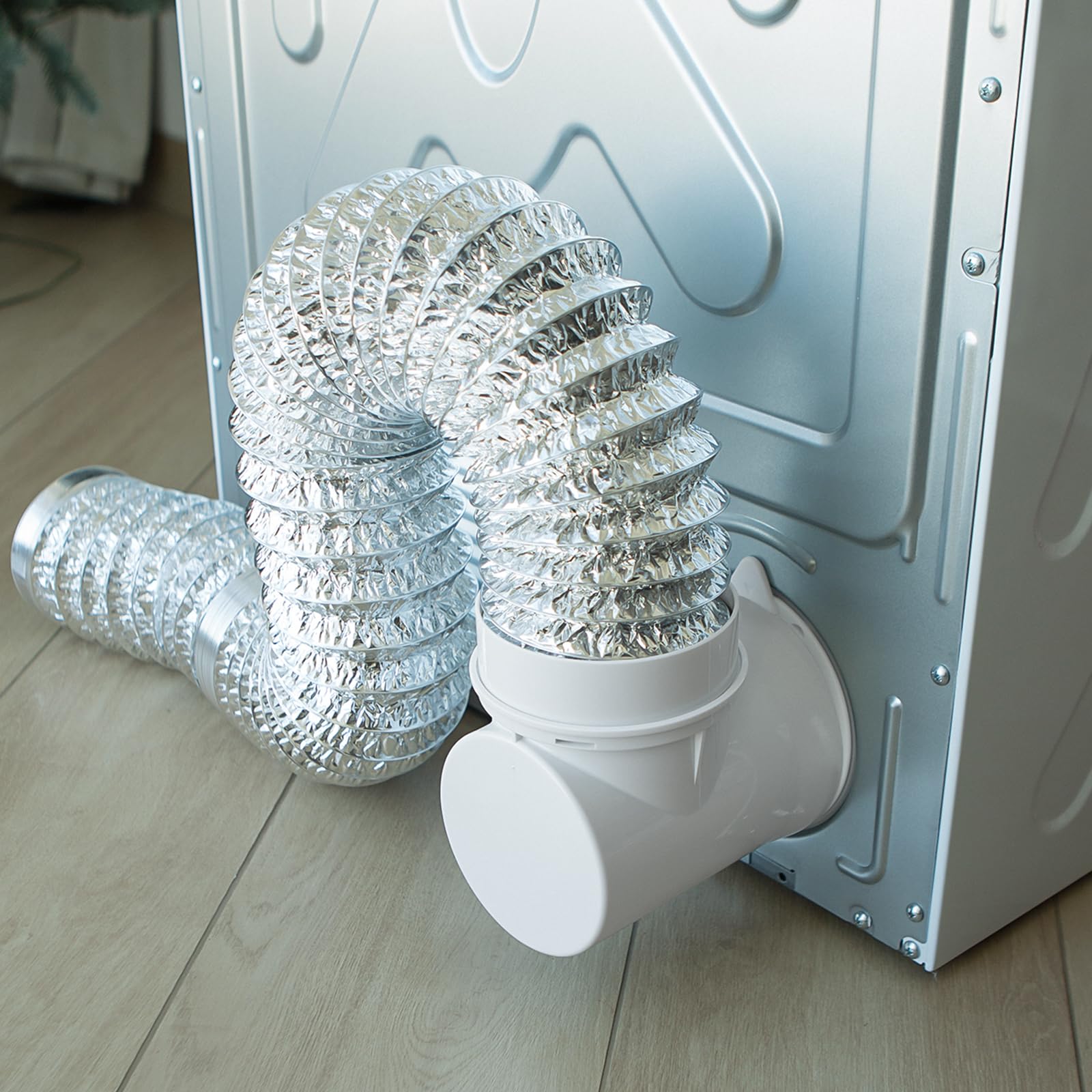 Codo de ventilación para secadora de 90 grados Loviga, conector de ventilación para secadora, conexión de ventilación para secadora que ahorra espacio, fácil instalación, manguera de ventilación para secadora a presión para espacios reducidos de 4 pulgadas