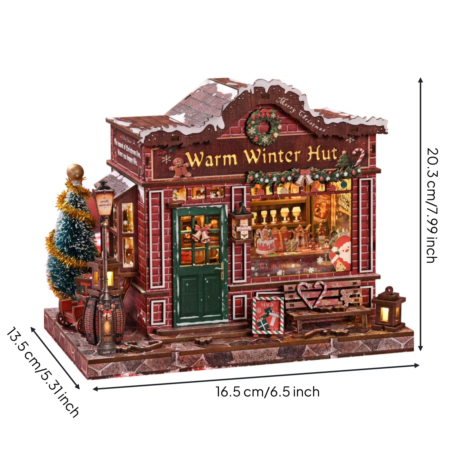 kowaku Kit di Casa in Miniatura a ma Natalizio Luminoso di Rifugio Invernale con Inrni per Famiglie