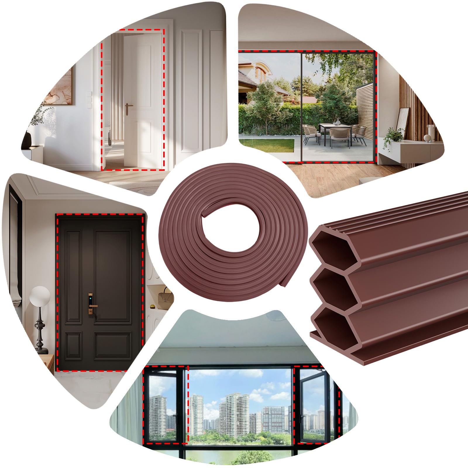 Nastro Sigillante Autoadesivo Marrone 15 x 10 mm, 6 m – Guarnizione in Gomma Autoadesiva per Porte e Finestre – Striscia Impermeabile – Guarnizione Isolante Antispiffero e Antirumore