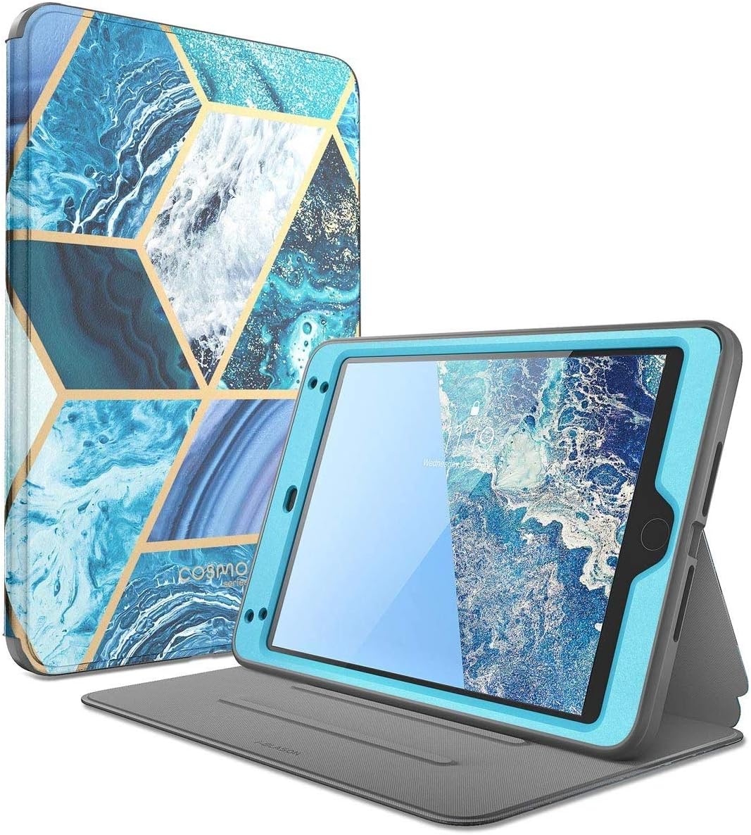 i-Blason Cosmo Case for iPad Mini 5 2019 / iPad Mini 4, [Built-in Screen Protector] Full-Body Folding Stand Protective Case Cover with Auto Sleep/Wake, Blue, 7.9"