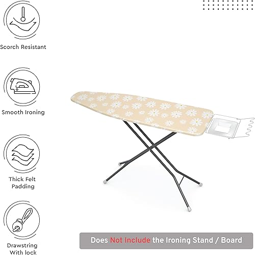 Vista 88 de Encasa XO Funda para tabla de planchar y almohadilla de 49"x18" - Acolchado grueso de fieltro de 3mm, ajuste con cordón y bloqueo, fácil de colocar