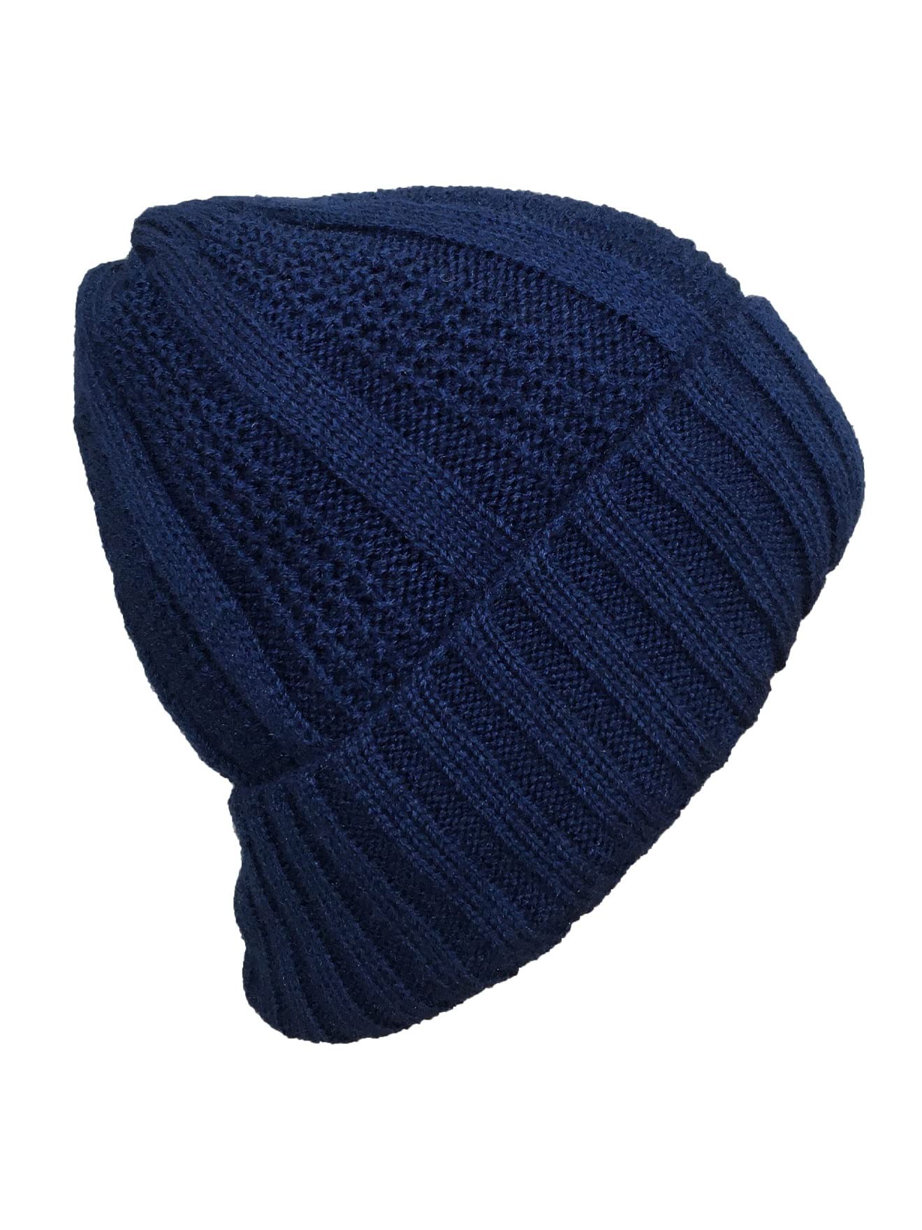 Unisex Moss Knit Warm Winter Woolen Skull Cap with Fur Lining