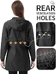 iCreek Women's Long Rain Jacket Waterproof Lightweight Packable Raincoat Hood Windbreaker for Outdoor Hiking, Cycling, Travel