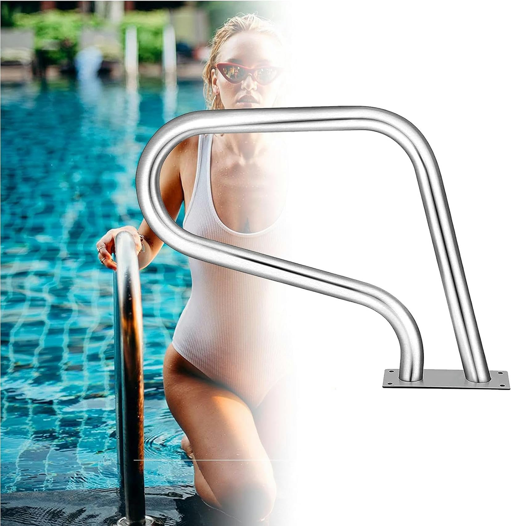 Poignée de piscine en acier inoxydable pour sécuriser l'accès des enfants au bassin creusé