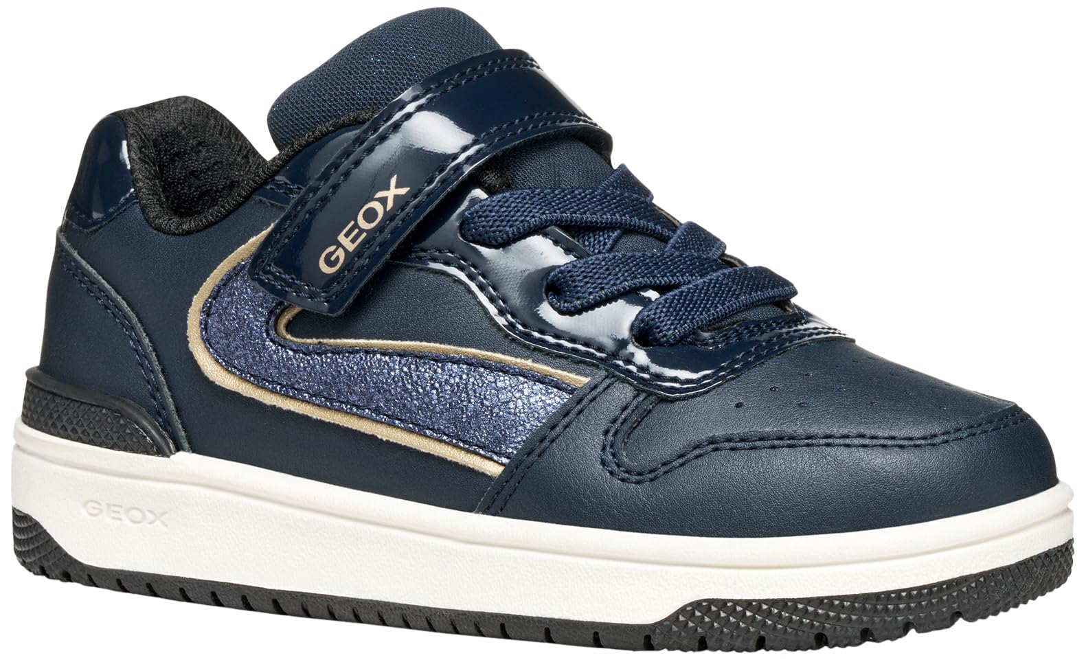 Geox J WASHIBA Girl Sneaker, Navy/Platinum, 9 UK Child