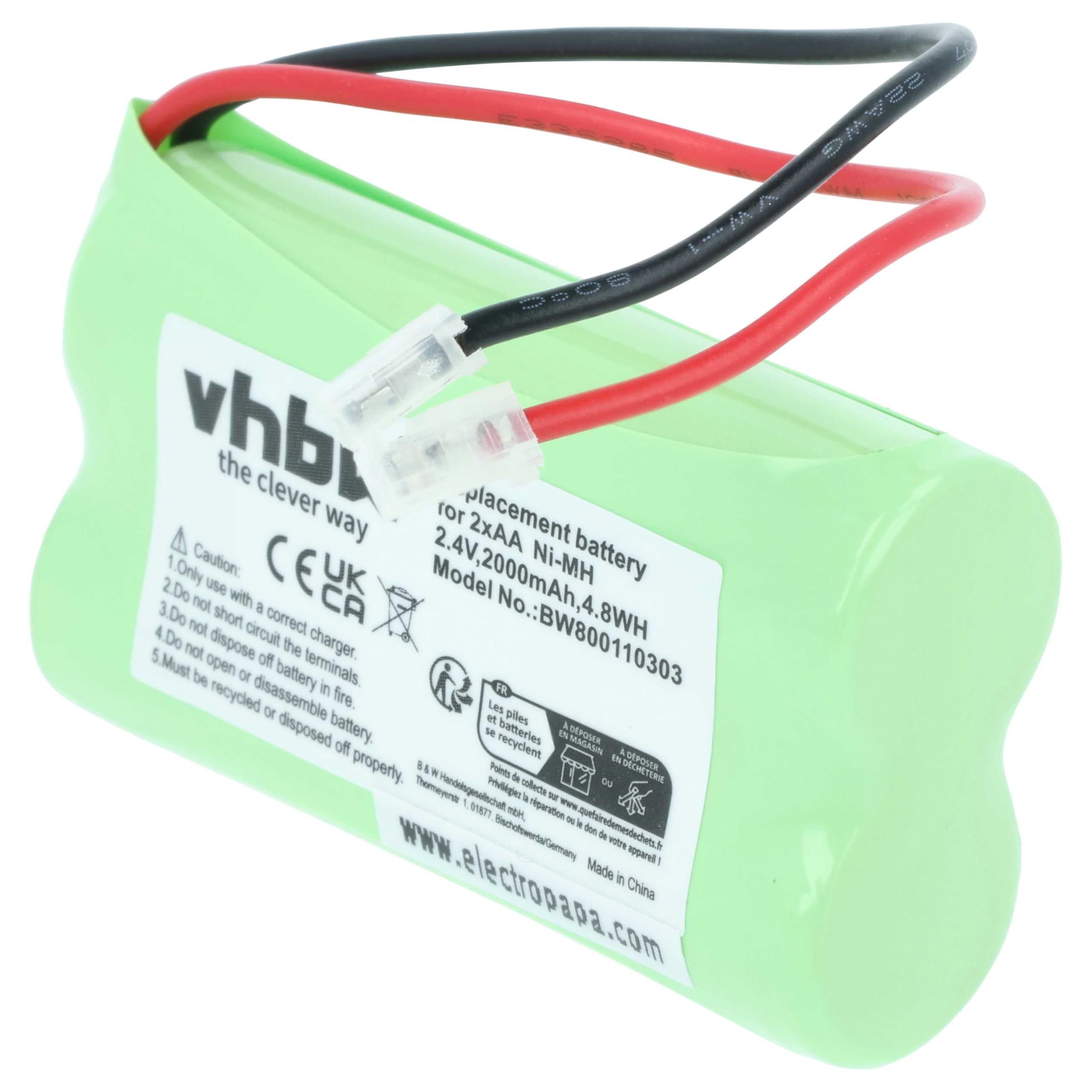 vhbw 4x Batteria pacco di 2x AA Mignon per diversi dispositivi (2000mAh, 2,4V, NiMH)