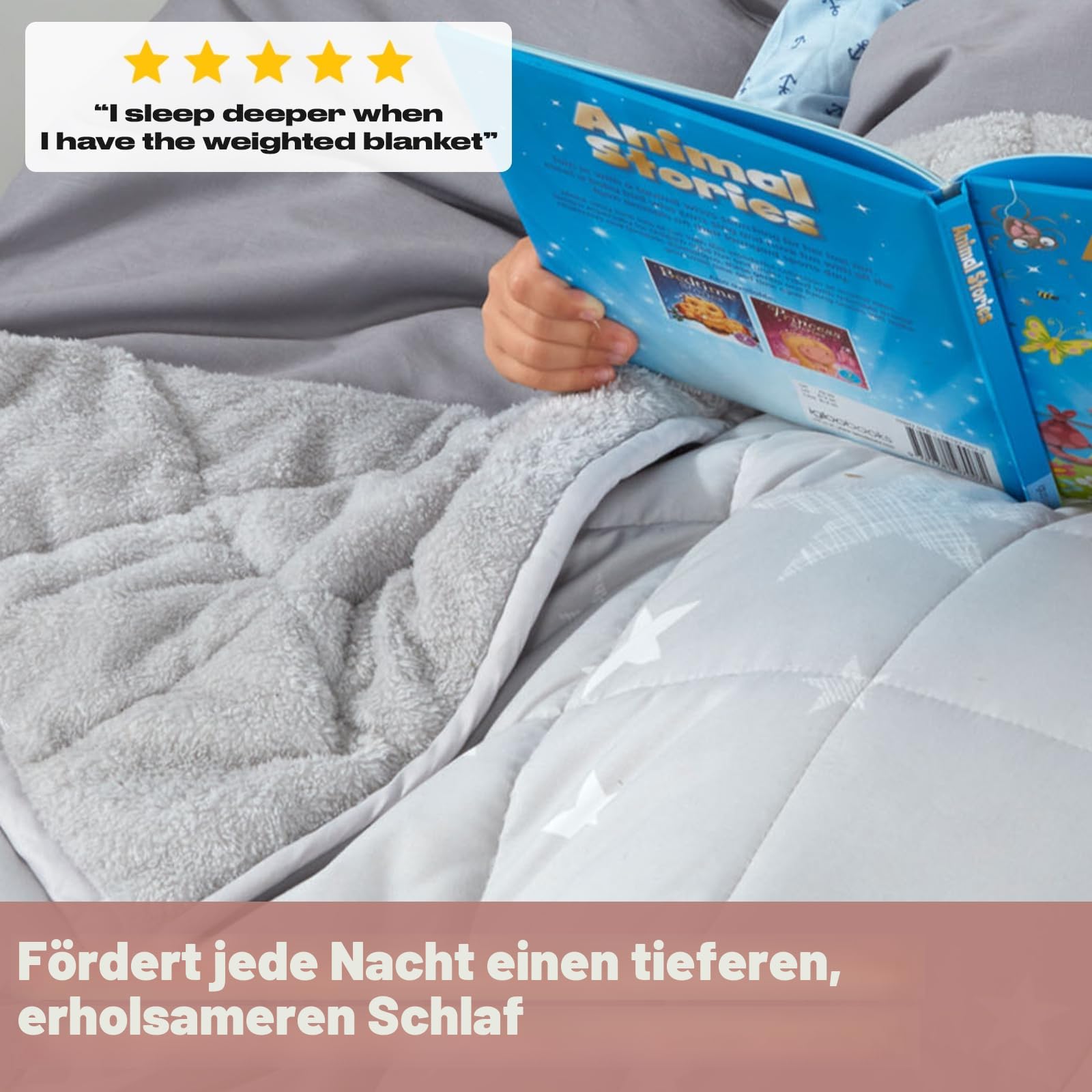 DREAMSCENE Gewichtsdecke 3kg Star 100 x 150 cm Silbergrau Weighted Blanket