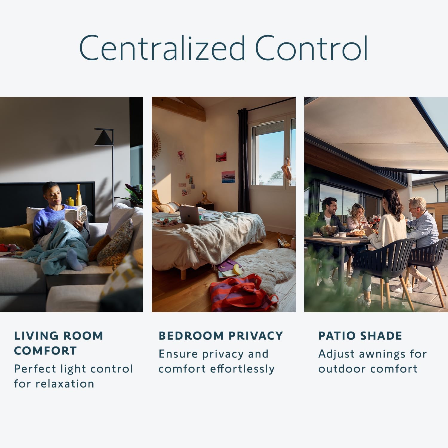 Scenes demonstrating centralized control with Somfy remote