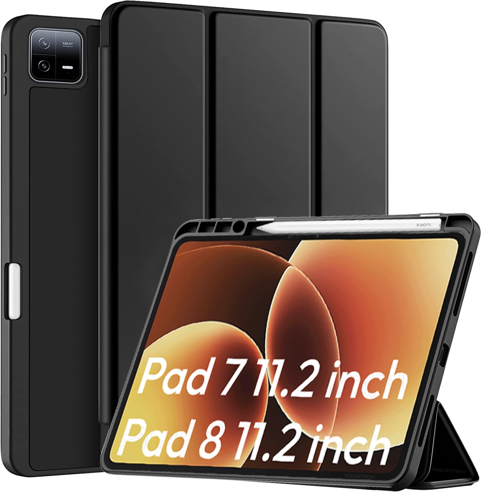 Robustrion Cover for Xiaomi Mi Pad 7 11.2 inch Cover Case, Trifold Flip Case Cover with [Pencil Holder] for Xiaomi Pad 7 Cover [Support Auto Sleep Wake] - Black-image-12