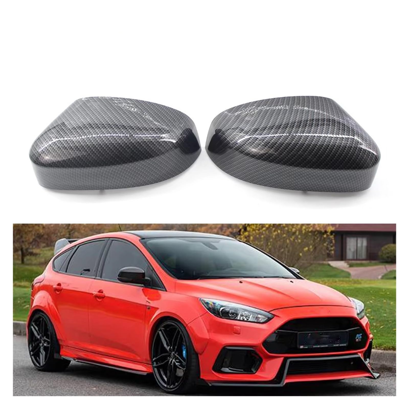 Calotte Specchietti Per Ford Per Focus Per MK2 Per MK3 2008-2017 Copertura Specchietto Retrovisore Laterale Tappo Copri Specchietto(Nero)