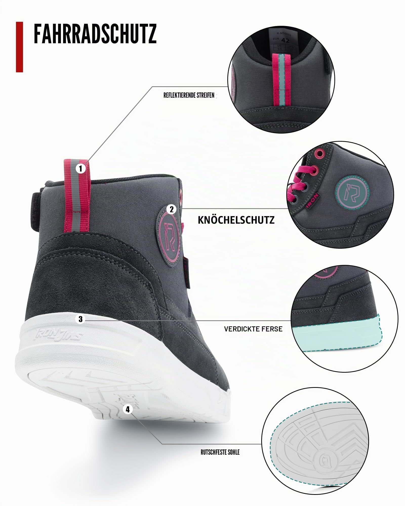 IRON JIA'S Motorradschuhe Herren Motorradstiefel Herren Motorrad, rutschfeste, atmungsaktive