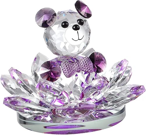 Miniatura 6 de Colección de figuras de oso de cristal y flores hechas a mano, centro de mesa con pisapapeles, regalo para el día de San Valentín, día de la madre