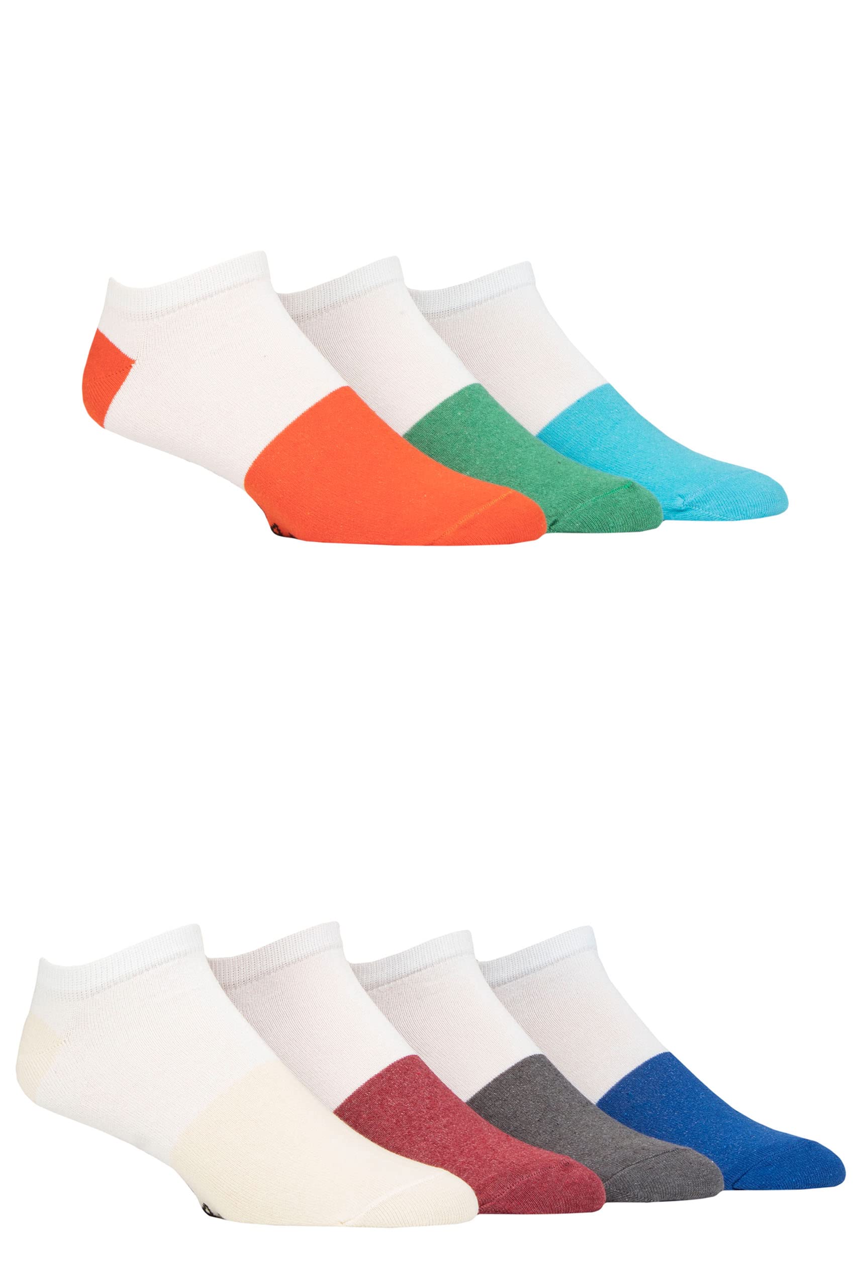 Jeff Banks Mens Recycled Cotton Patterned Trainer Socks Pack of 7 White 7-11