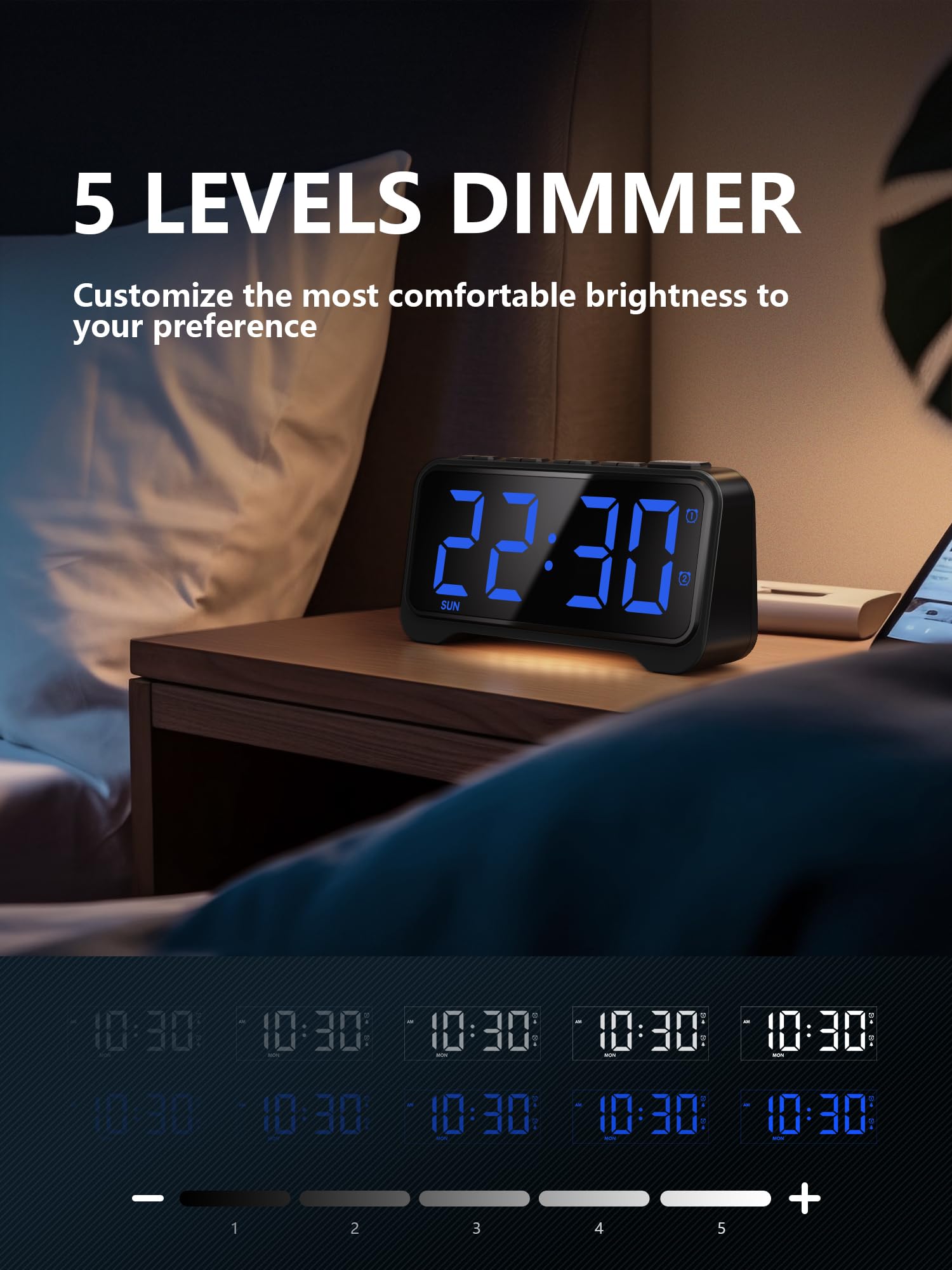 Mesqool Digitale Kids Wekker met Licht, Type-C & USB Oplaadpoort, Luide Wekker voor Diepslapers, Helderheid Instelbaar, Batterij Backup, Slaapkamer Jongens, 12/24H