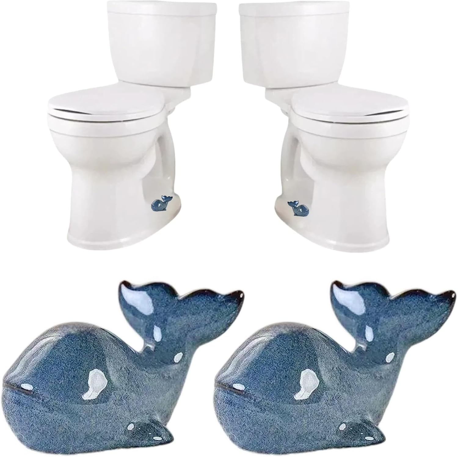 Ceramic Toilet Bolt Covers,Toilet Bolt Caps Decorative,Toilet Screw Cover Caps,Coastal Bathroom Decor(Blue Whale)
