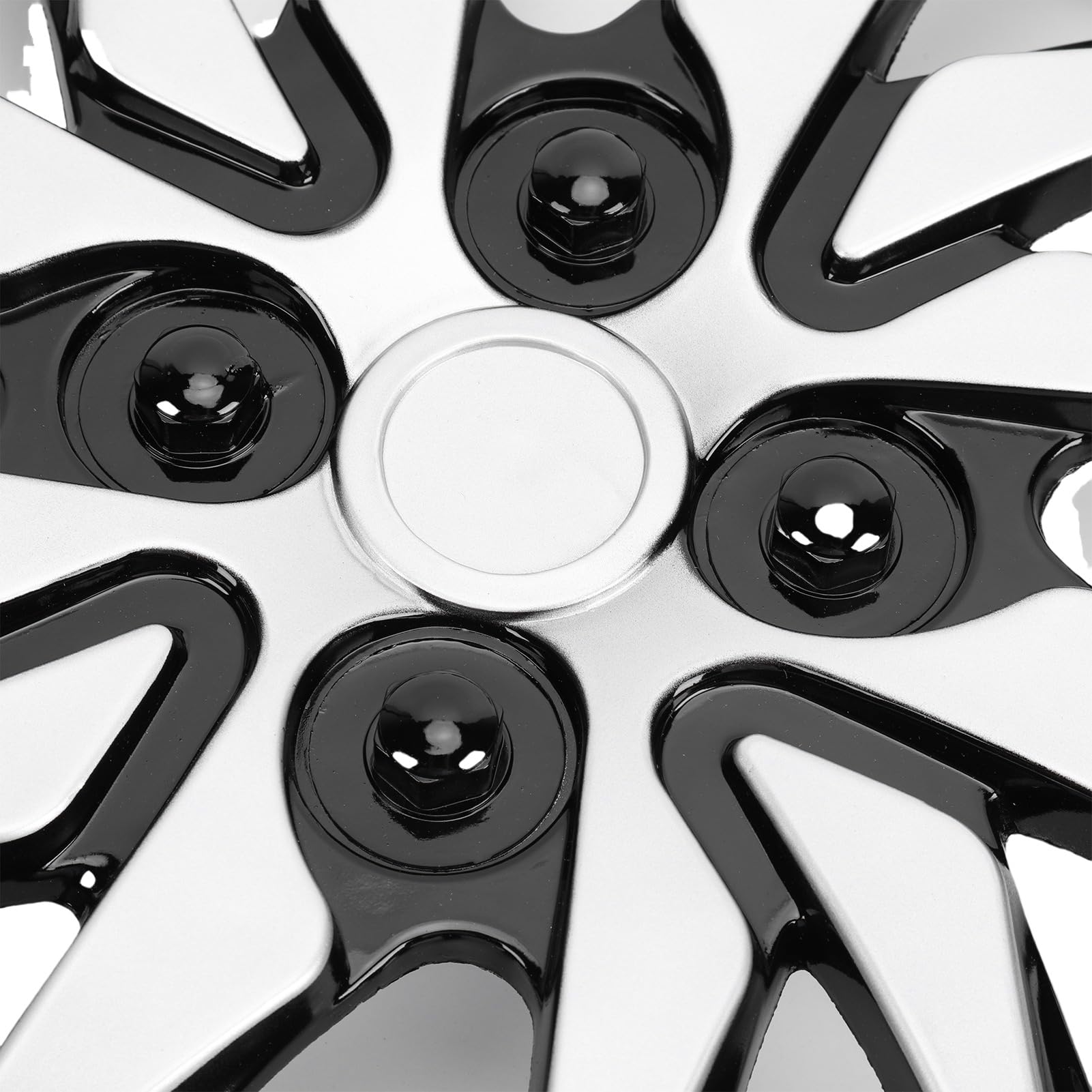 COPRICERCHI UNIVERSALI DI RICAMBIO DAL DESIGN ELEGANTE, ADATTI ALLA MAGGIOR PARTE DI AUTO, CAMION E SUV (Argento Nero)