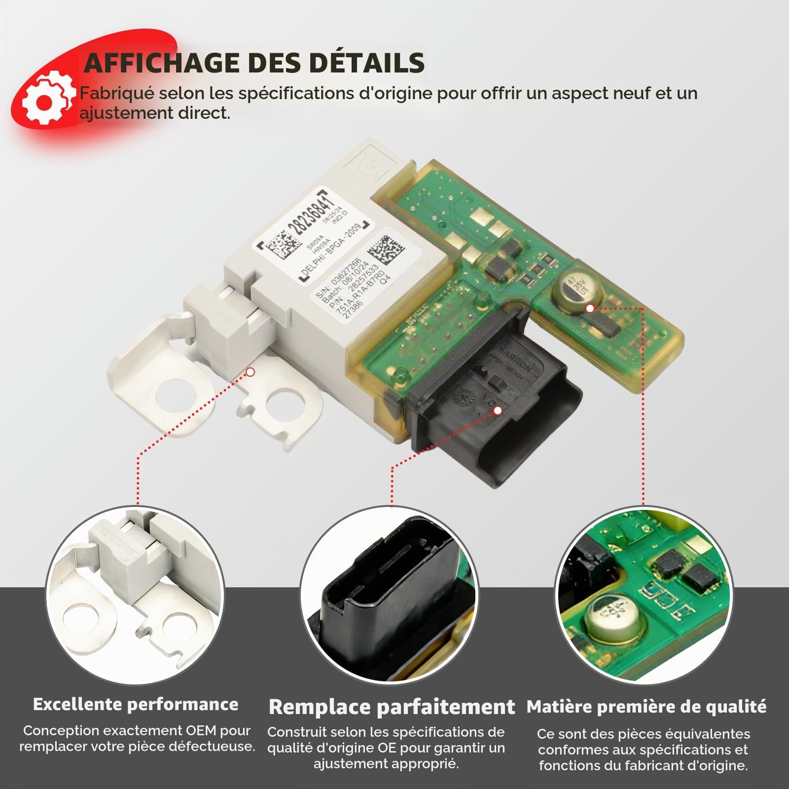 28236841 Boîte à Fusibles 308SW 308CC 3008 RCZ 5008 C4 Picasso 1.6,2.0 HDi | Module Fusibles Gestionnaire Batterie Protection contre les Courts-circuits Fusible Batterie 28257533
