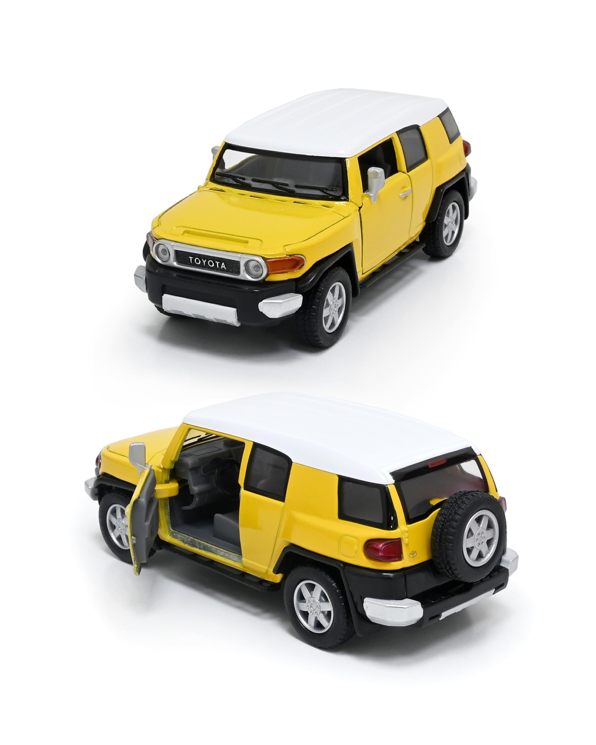 1:36 Scale 5'' Die Cast Metal Doors Openable Pull Back Action Model Collectible Miniature Toy Cars children and Adults (Yellow)